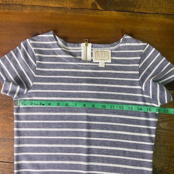 Sail To Sable STS Navy White Striped Short Sleeve Dress Women's Small Preppy - Picture 8 of 10